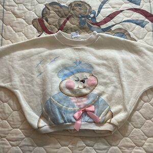 Vintage Carters Cream Bear Print Kids Sweatshirt